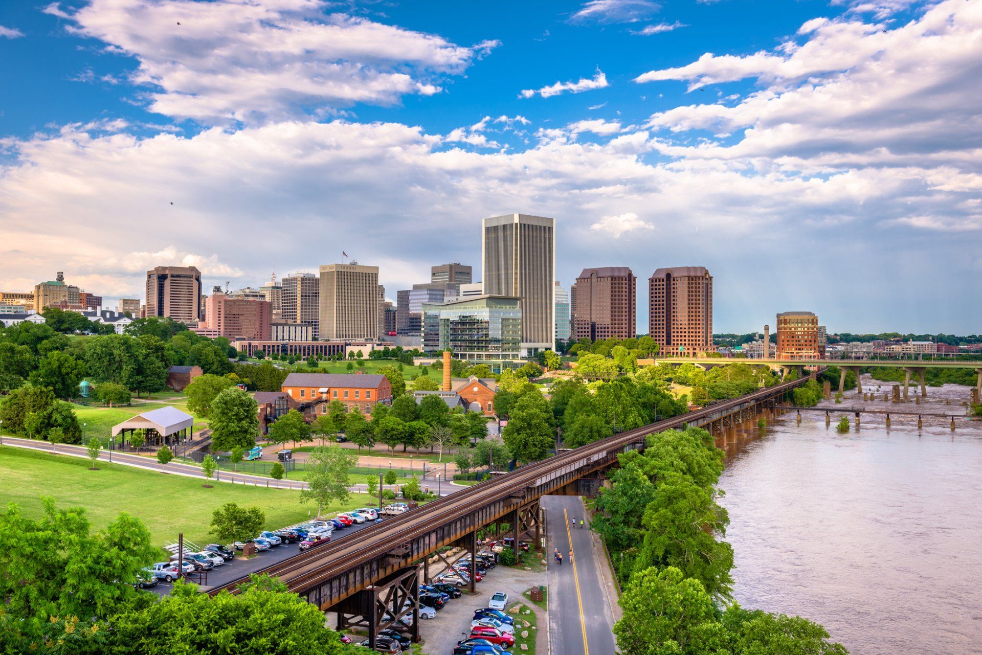 Richmond, Virginia, USA Downtown Skyline on the James River — Richmond, VA — Old Dominion Floor Company