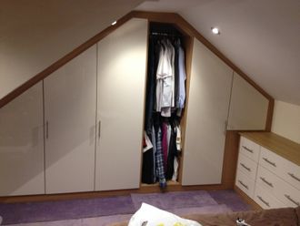 For an expert fitted bedroom design and installation service in Kent call us on 01634 234 514 Angled bedroom