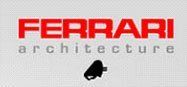 FERRARI architecture logo in red and gray with a black horse silhouette