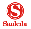 Saulda logo with a red circular S icon and red wordmark on white background