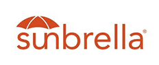 Sunbrella logo with orange umbrella icon and orange text on white background