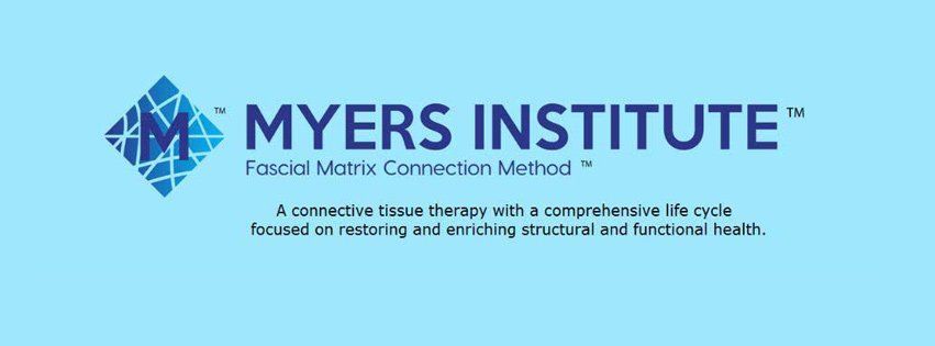 MYERS INSTITUTE logo on a light blue background with a blue geometric icon and small text below