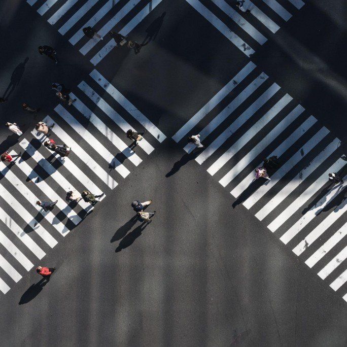 Cross Walk With People Walking