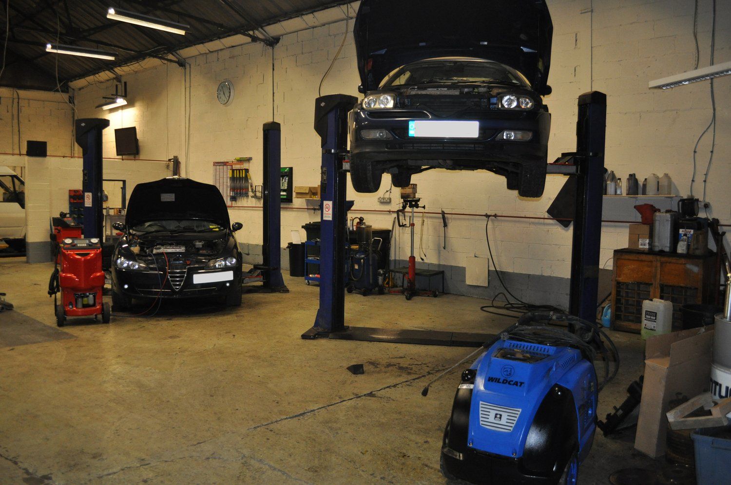 Car raised on new equipment at Tomlinson Autos Ltd
