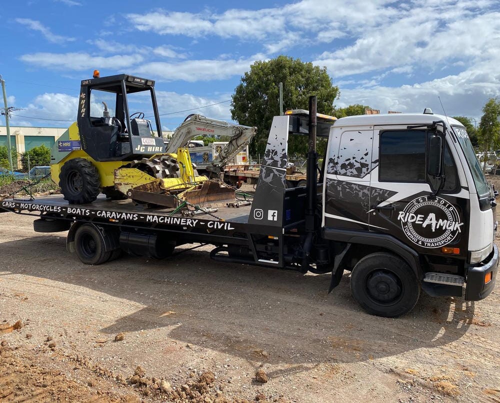 Excavator on Tow Truck — Towing and Transport in Sunshine Coast, QLD
