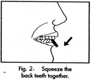 Side-view animation of bite tab instructions.