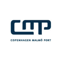 Blåt CMP-logo med teksten