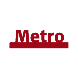 Metro-avislogo: rød tekst