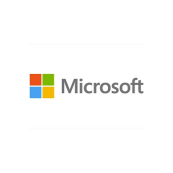 Microsoft-logo: farvet firkant opdelt i fire mindre firkanter. Tekst