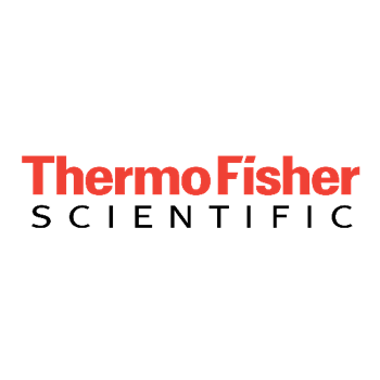 Thermo Fisher Scientific-logo i rød og sort tekst.