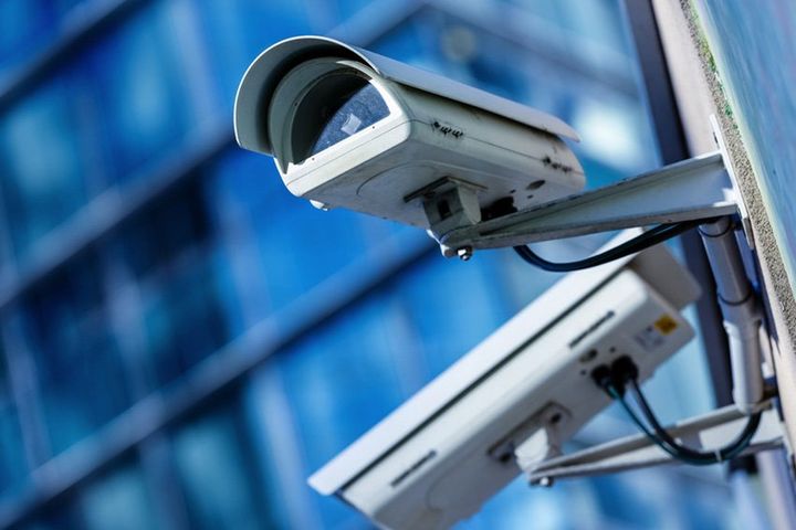 security camera mounted on a wall