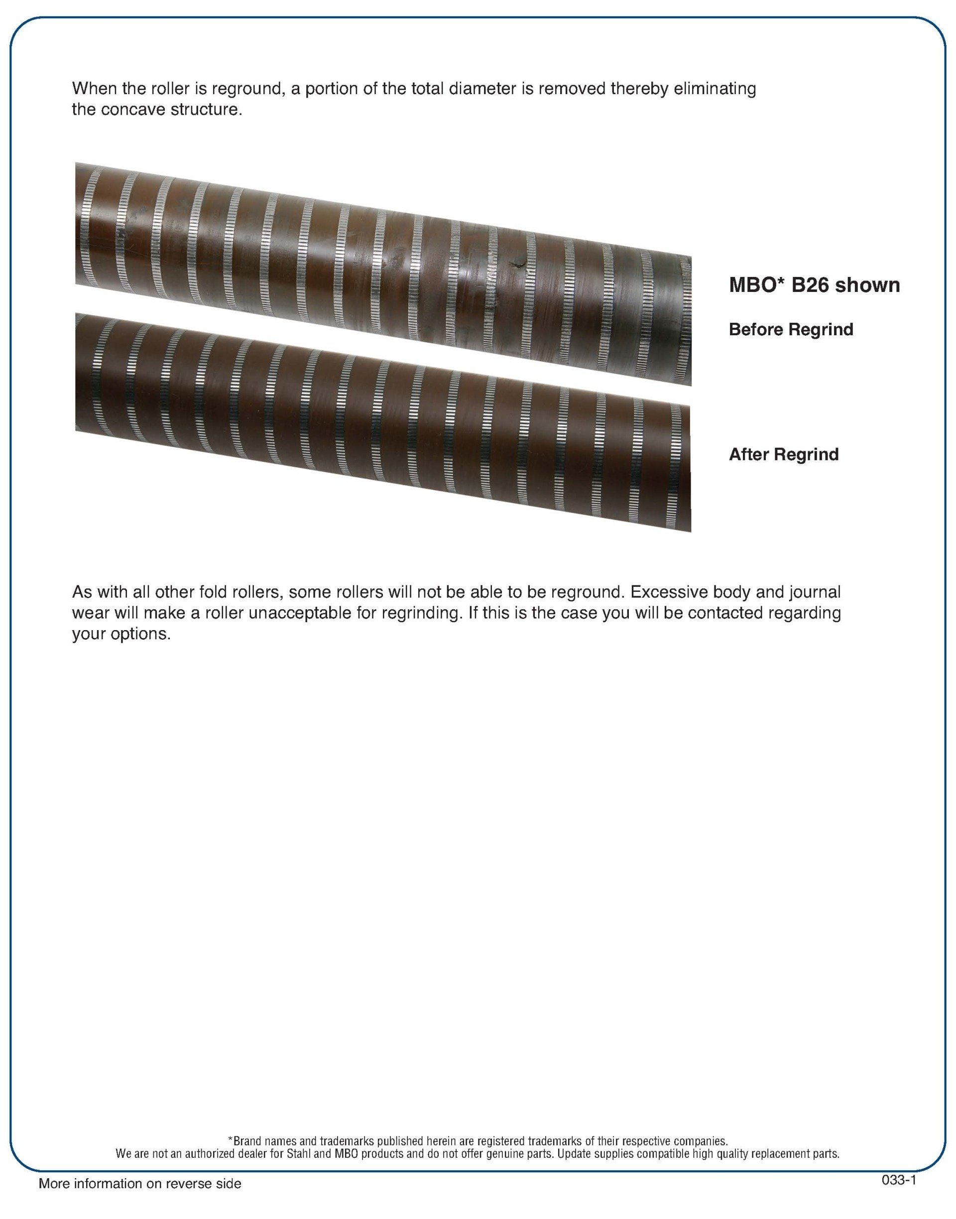 Regrinding Fold Rollers Additional Information Regrinding Fold Rollers Additional Information