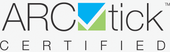 ARCtick certified logo. Blue and green checkmark icon in the center of the word 