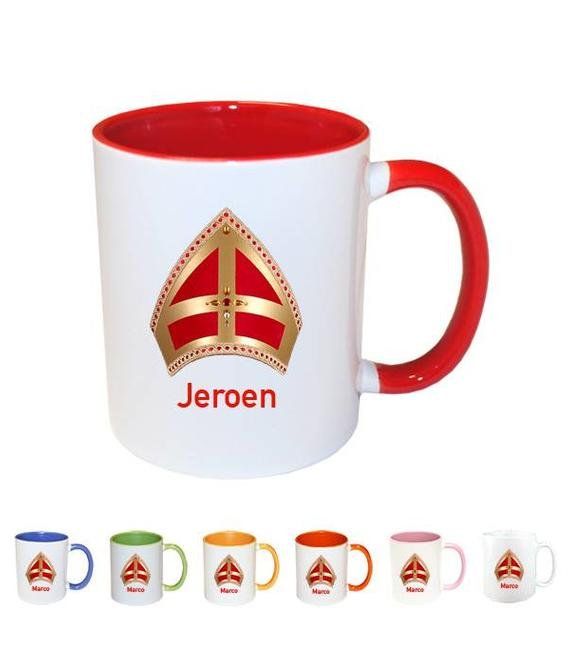 Sinterklaas Mijter mok met naam - Schoencadeautjes