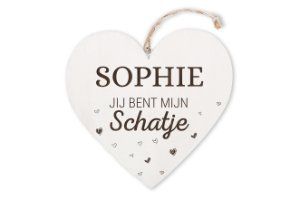 Houten hart met je eigen tekst - Valentijnscadeau
