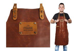Leren schort met naam - Gepersonaliseerd cadeau