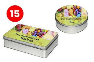 Snoeptrommel met naam zwemdiploma cadeau