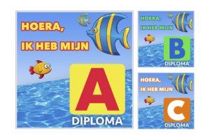 Zwemdiploma tegeltje A, B of C