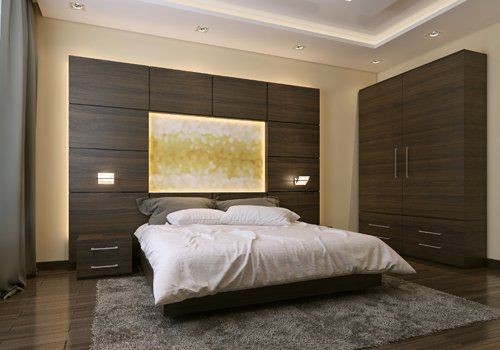 camera da letto in legno scuro