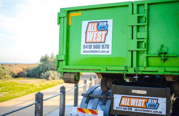 skip bin on truck