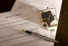 View of mortgage papers on table