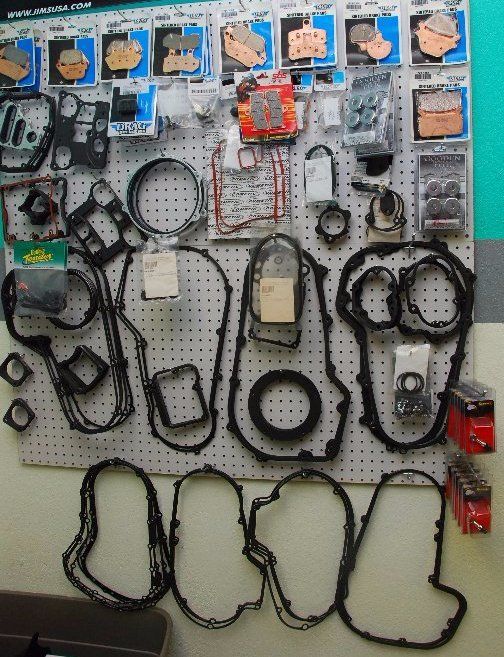 brake pads, gaskets, o-rings, seals, bearings, chains oil filter, spark plugs for Harley-Davidson and American V-Twin motorcycles