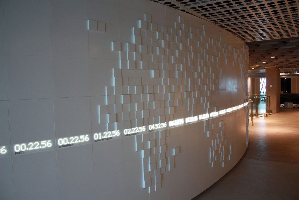 modern office solid surface wall with square texture