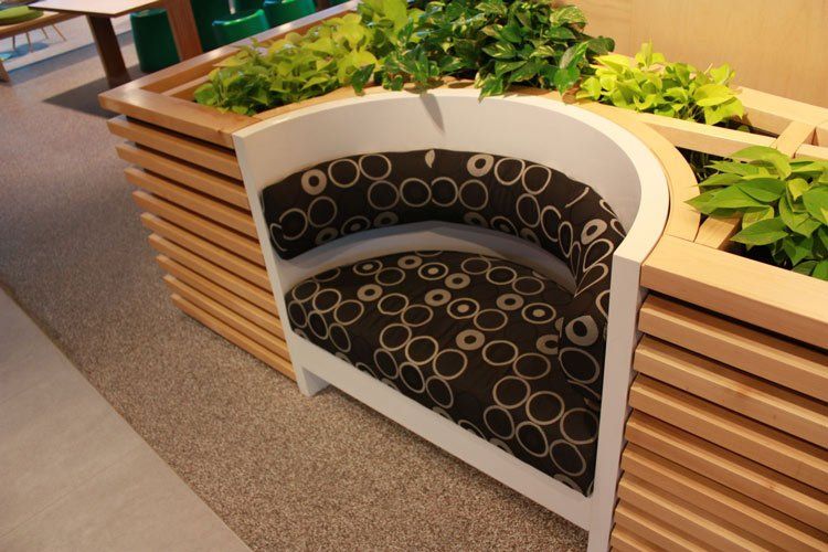 sitting area with white solid surface