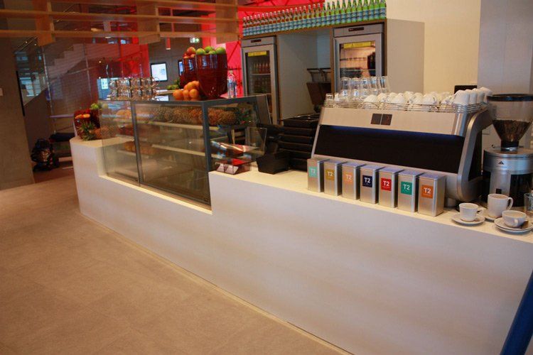 solid surface counter with fountain drinks