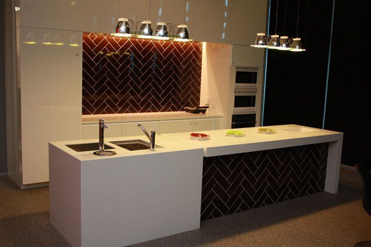 white solid surface counter