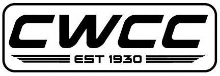 A black and white logo for cwc est 1930 on a white background.