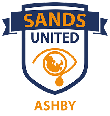 A logo for sands united ashby with an eye and a baby inside