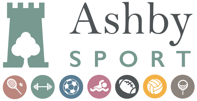 The logo for ashby sport shows a castle and a tree