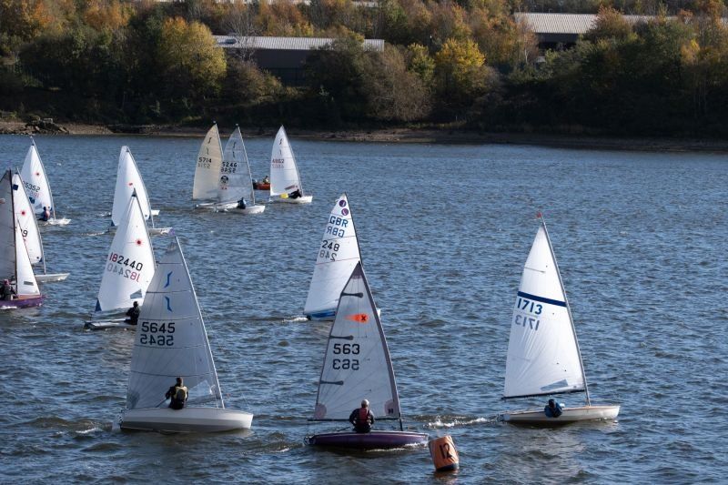 A group of sailboats are floating on a body of water