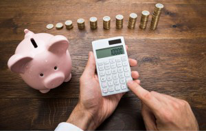 Piggy Bank, Coins And Man Using Calculator — Peoria, IL — The Insurance Office