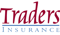 Traders Insurance logo in maroon and blue text on a white background