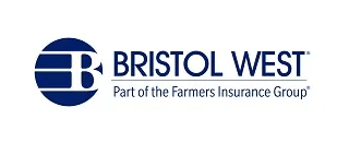 Bristol West logo with blue circular icon and text “BRISTOL WEST,” tagline “Part of the Farmers Insurance Group”