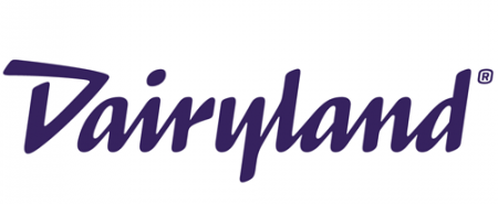 Dairyland logo in purple script on a white background