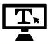 A computer monitor with a t on the screen and a arrow pointing to it.