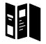 A black and white icon of a book on a white background.