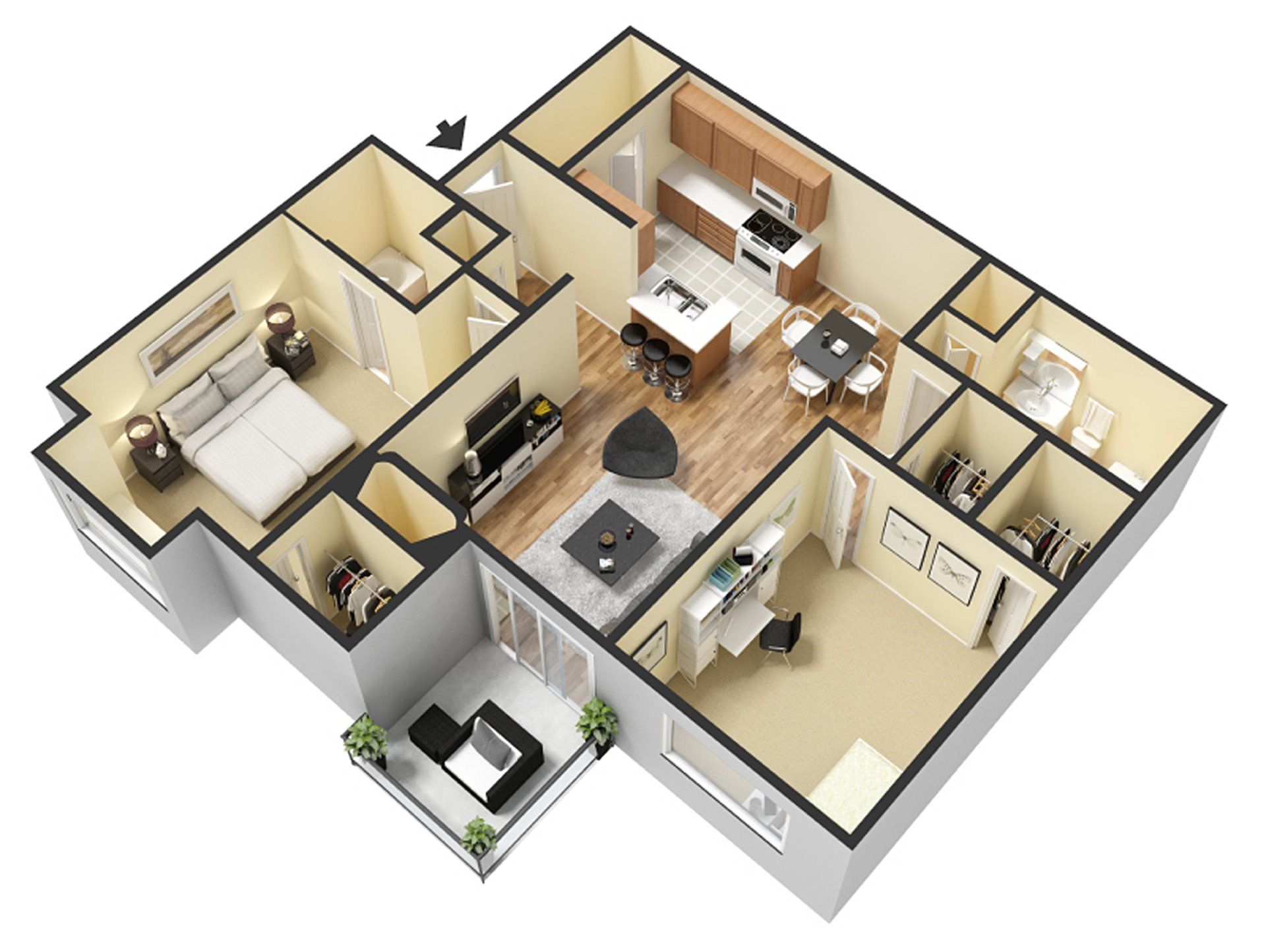 2 Bedroom 2 Bath Furnished