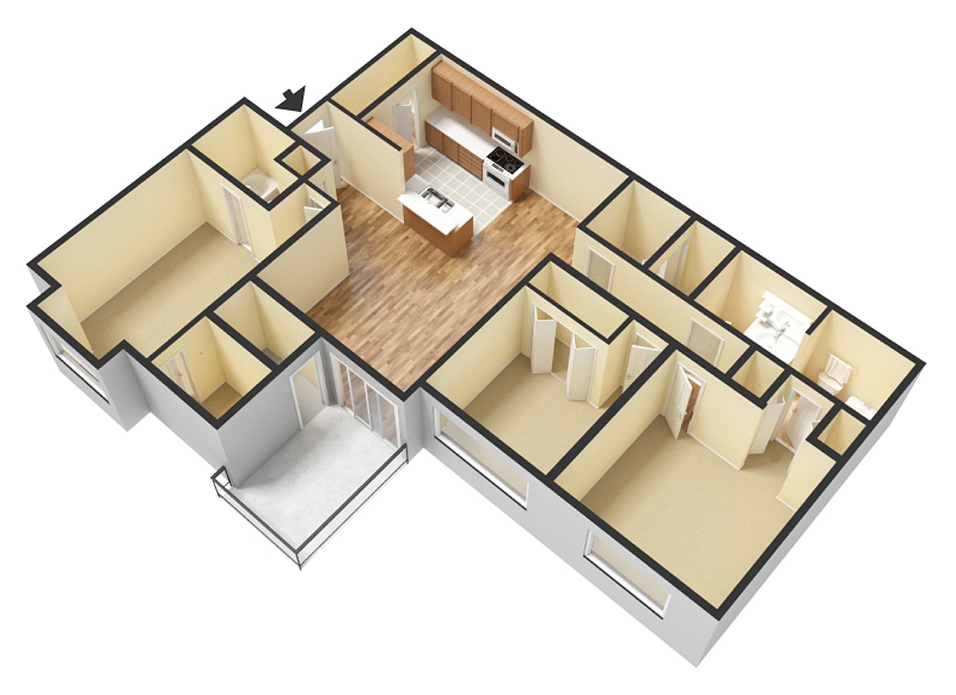 3 Bedroom Unfurnished
