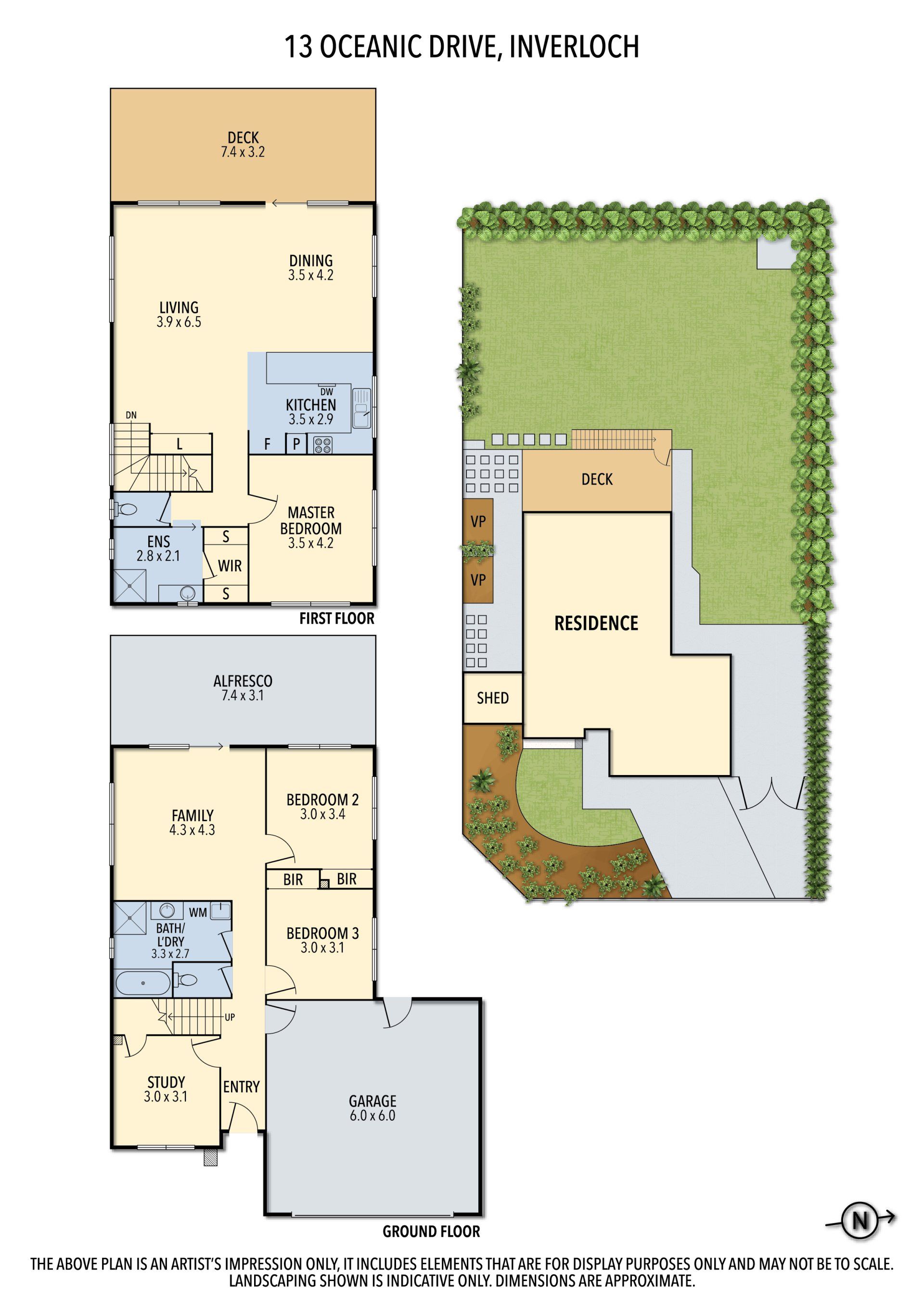 Floor plan and lot layout for a house with driveway, backyard, and adjacent rooms.