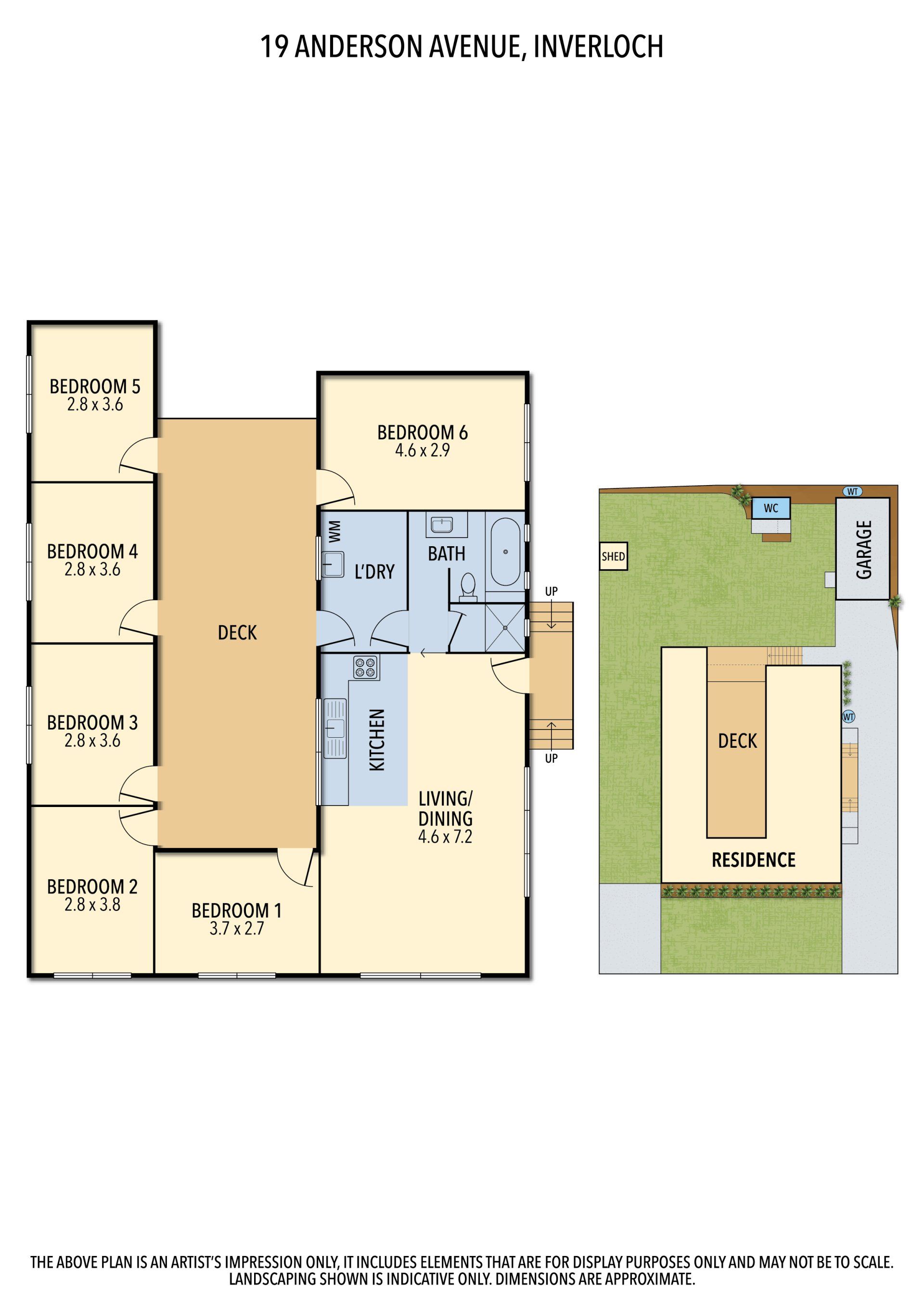 Apartment floor plan with labeled rooms, beige walls, blue bathroom areas, and a green bedroom layout.