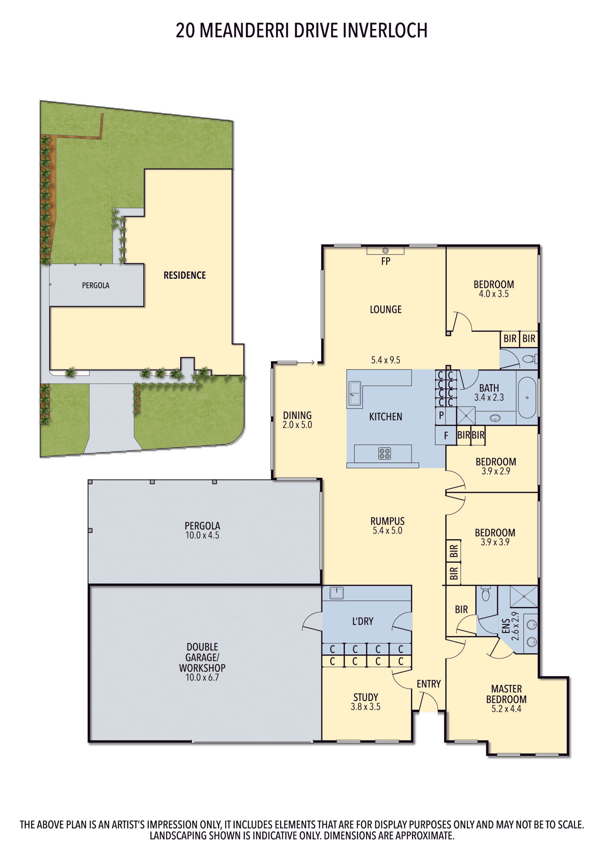 Real estate floor plan collage with colored room layouts and labeled dimensions
