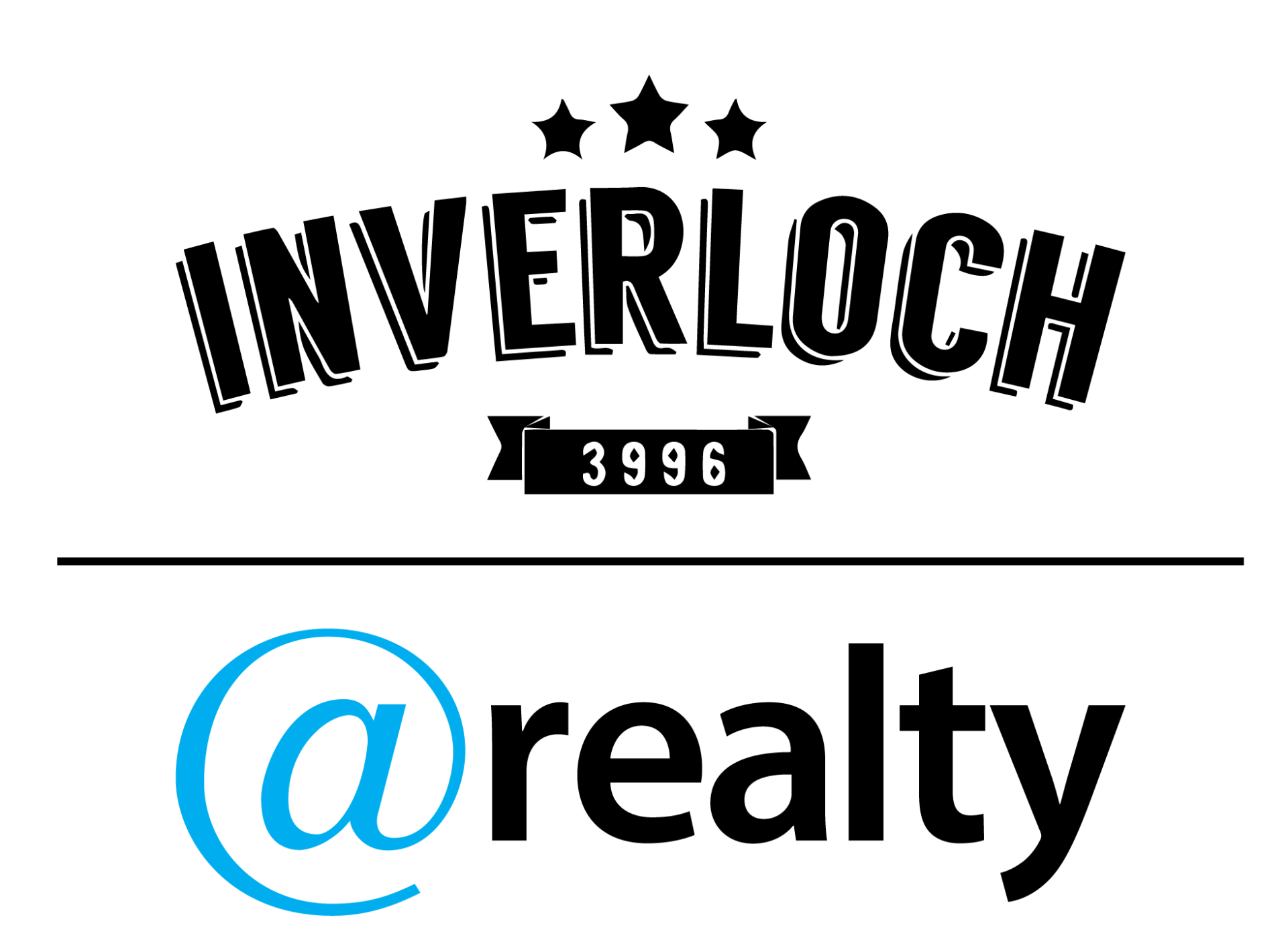 INVERLOCH @realty logo with black text, blue @ symbol, and three stars above.