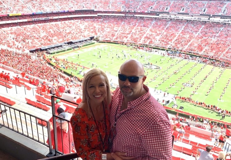 Ashley Matthews with husband Kaine at Georgia Bulldogs game
