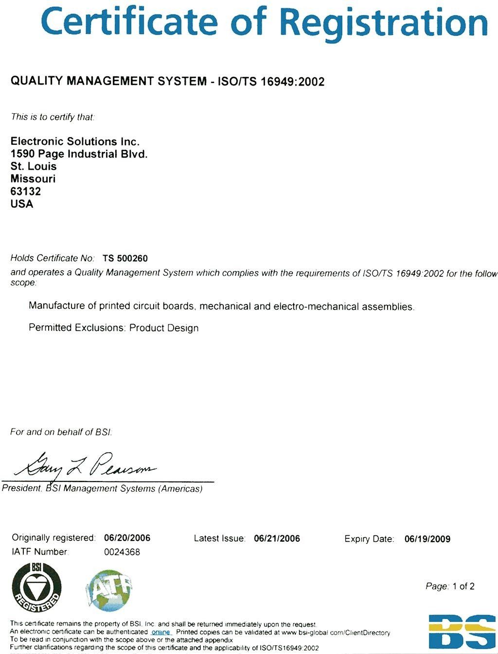 Certificate of Registration