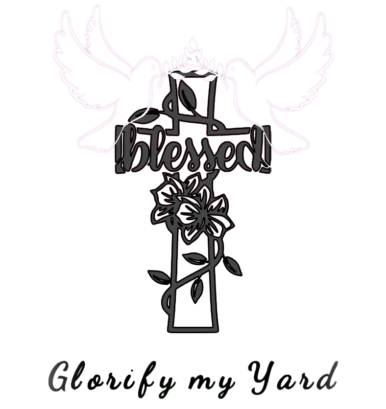 A cross with flowers and the words `` blessed '' on it.