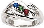 Three Gem Silver Ring